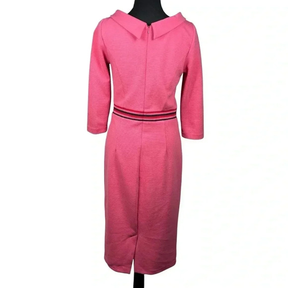 Boden Daisy Ottoman Pink Ribbed Open Neckline Long Sleeve Shift Midi Dress 6L - Picture 2 of 9